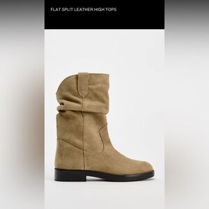 ZARA Flat Split Leather High Tops in Tan